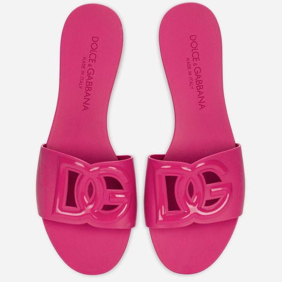 Dolce & Gabbana Shoes - Dolce & Gabbana Rubber Beachwear Sliders Fuchsia Pink 39